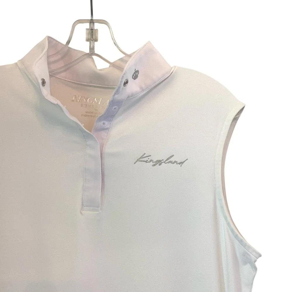 Kingsland‎ Equestrian Paisely Show Shirt Sleeveless White Women XL Shimmer STAIN - Picture 5 of 12